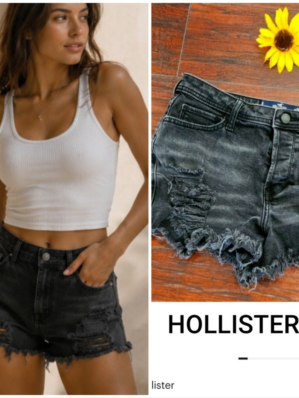HOLLISTER BLACK DENIM SHORTS 🪷